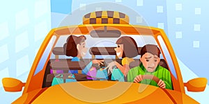 Annoying female taxi passengers flat illustration isolated on white background photo