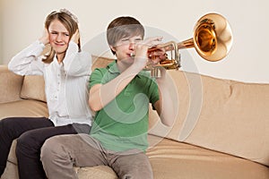 Annoying trumpet player photo