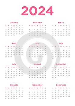 Annual calendar for 2024