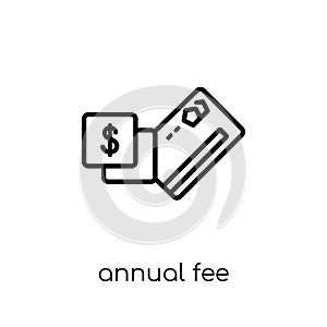 annual fee icon. Trendy modern flat linear vector annual fee icon on white background from thin line general collection
