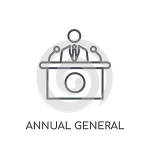 Annual general meeting (AGM) linear icon. Modern outline Annual