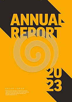 Annual minimalistic report yellow cover template with long shadow effect