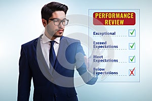 Annual performance review concept with businessman