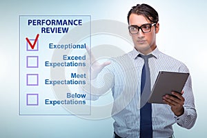 Annual performance review concept with businessman