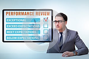 Annual performance review concept with businessman