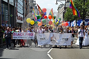 The annual Pride march through London that celebrate Gay, Lesbian and Bi Sexual people in Londons Oxford Street 29th June 2013