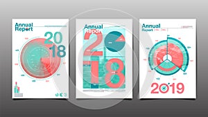 Annual report 2018,2019,2020 ,cover brochure design template , abstract background, vector.