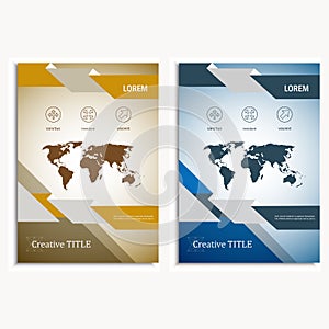 Annual report brochure flyer design template vector, map design, cover template