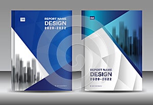 Annual report brochure flyer template, Blue cover design, business advertisement, magazine ads, catalog vector