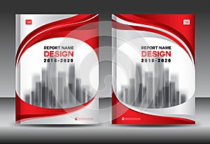 Annual report brochure flyer template, red cover design