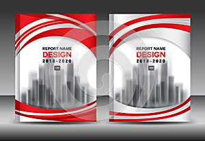 Annual report brochure flyer template, red cover design