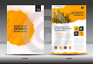 Annual report brochure flyer template, Yellow cover design