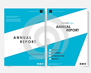 Annual report cover design template vector. Brochure concept presentation website portfolio. Blue layout leaflet