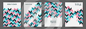Annual report cover template set geometric design. Swiss style vintage pamphlet template set