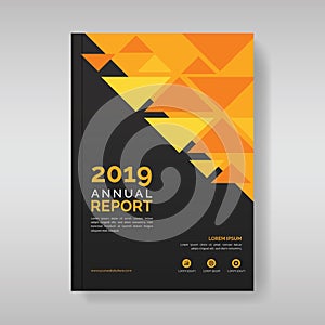 Annual report cover template with triangular geometric shapes