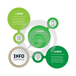 Annual report. Eco Business presentation with three options. Infographic of green technology or education process with 3 steps.