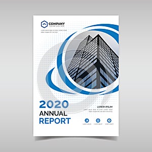 Annual report template with blue circles