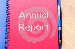 Annual report write on notebook