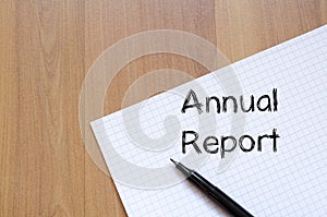 Annual report write on notebook