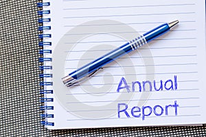 Annual report write on notebook