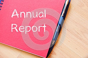 Annual report write on notebook