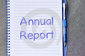 Annual report write on notebook