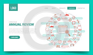 annual review concept with circle icon for website template or landing page homepage