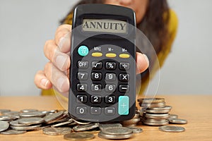 Annuity concept with a calculator