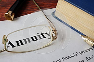Annuity written on a paper. photo
