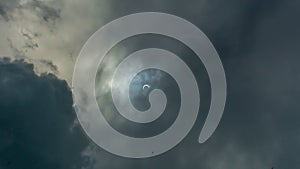 The annular `Ring of Fire` partial solar eclipse on the dark sky