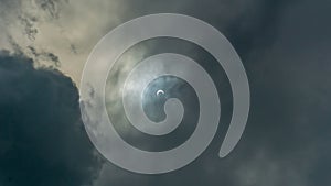 The annular `Ring of Fire` partial solar eclipse on the dark sky