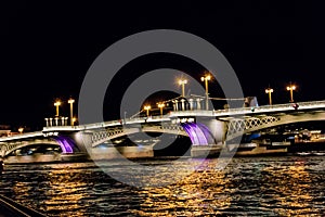 Annunciation bridge across the Neva river in Saint Petersburg, Russia. Night view