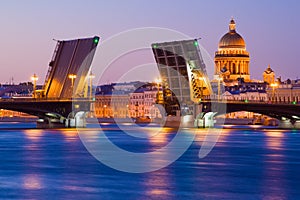 Annunciation bridge on a white night. Saint-Petersburg