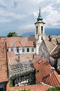 Annunciation church and red roofs of old houses, Szentendre, Hun