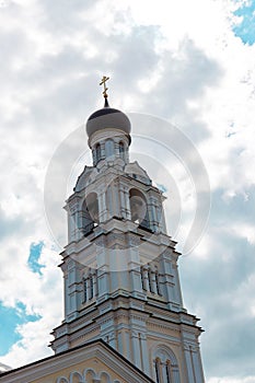 Bell tower of the all-Holy Church of the Annunciation female monastery in Kirzhach, Vladimir region, Russia