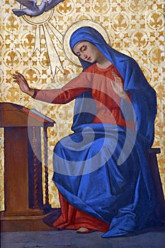 Annunciation of the Virgin Mary, detail of Iconostasis in Greek Catholic Co-cathedral of Saints Cyril and Methodius in Zagreb