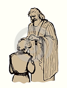 Anointing for the kingdom. Vector drawing