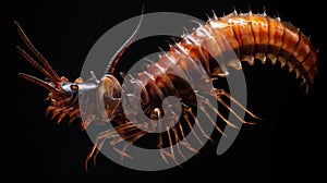 Anomalocaris Creature With Scorpion Tail: Anamorphic Art In Sepia Tone photo