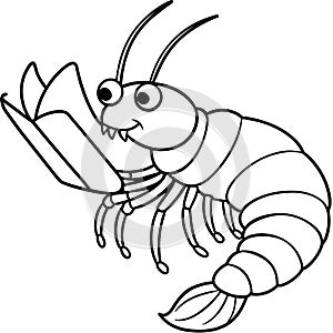 Anomalocaris shrimp reading icon vector illustration photo