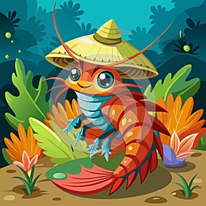 Anomalocaris shrimp useful stands garden hat vector photo