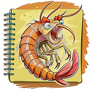Anomalocaris shrimp withdrawn angry house notebook vector photo