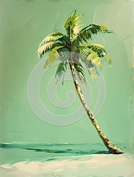 Anomalous Oasis: A Vibrant Canvas of Palm Trees, Blue Skies, and