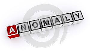 Anomaly word block on white