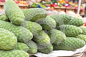 Anona fruits on display on a market photo