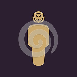 The anonym icon. Unknown and faceless, impersonal, featureless symbol. Flat