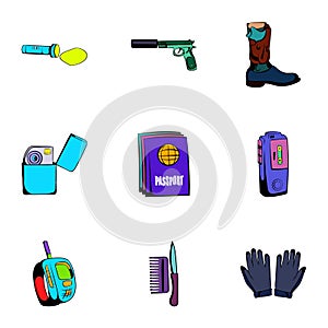 Anonym icons set, cartoon style