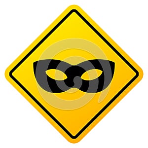 Anonym mask vector caution sign photo