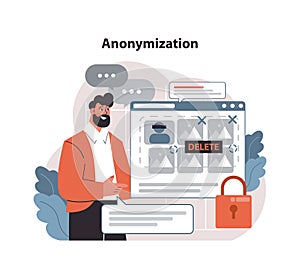 Anonymization concept. Flat vector illustration