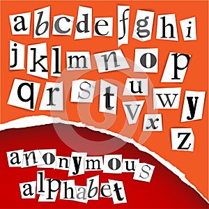 Anonymous alphabet - white clippings photo