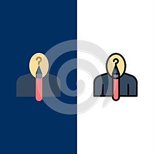 Anonymous, Artist, Author, Authorship, Creative  Icons. Flat and Line Filled Icon Set Vector Blue Background